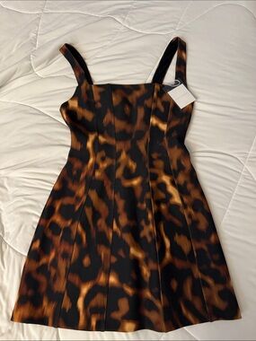 naked wardrobe Leopard Print Square Neck Mini Dress - Black & Brown